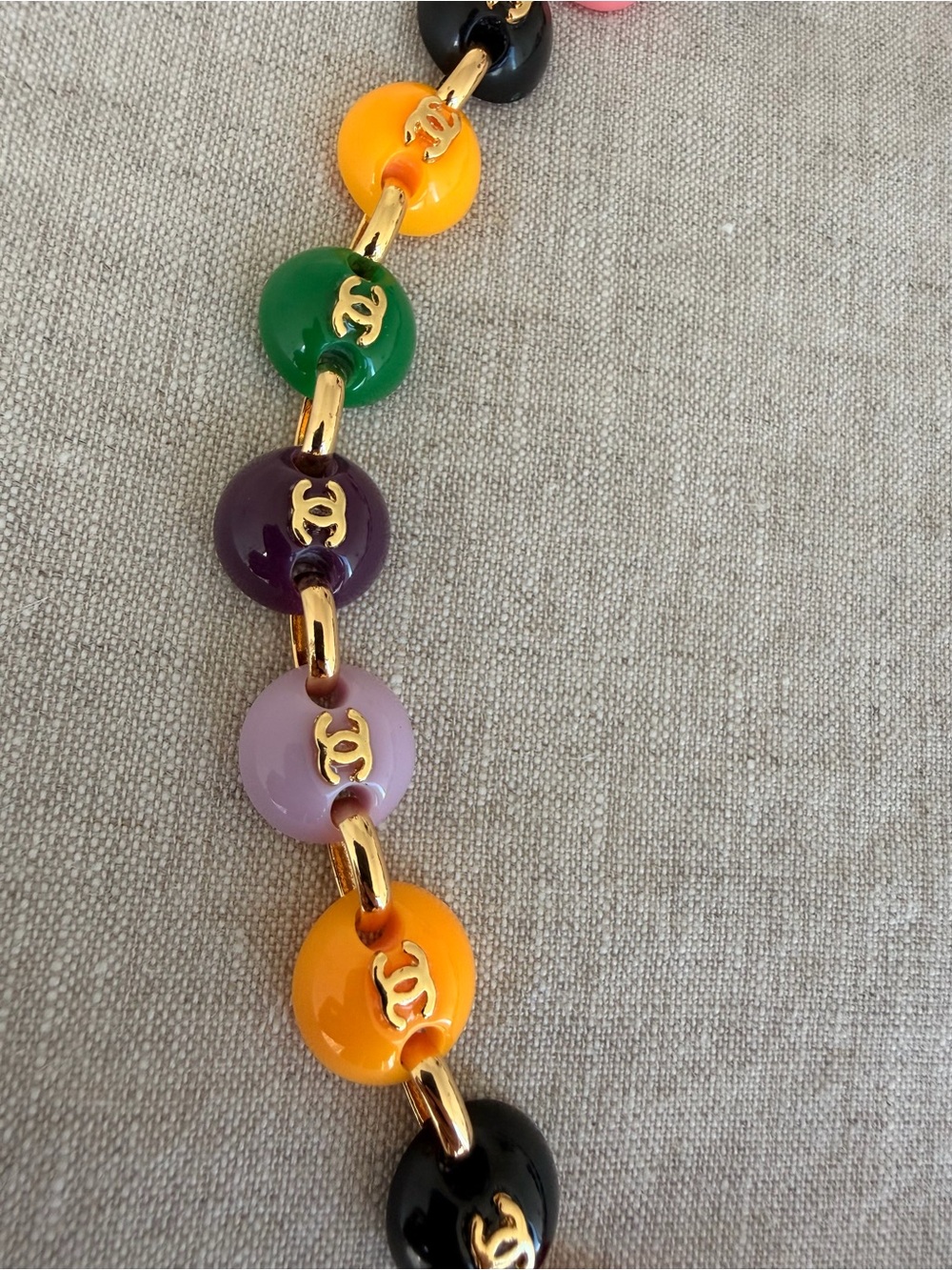 🍭CHANEL Multicolor Button Link Necklace with Gold-Tone Hardware🍭 - Picture 7 of 12